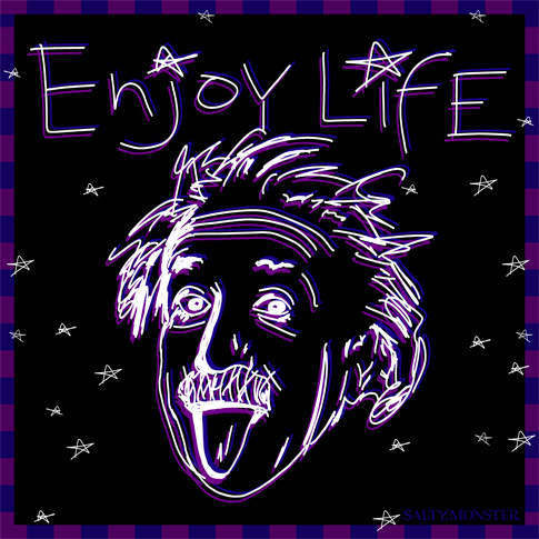 Albert Einstein Enjoy Life Sticking Tongue Out, Stars, Space, Shirt